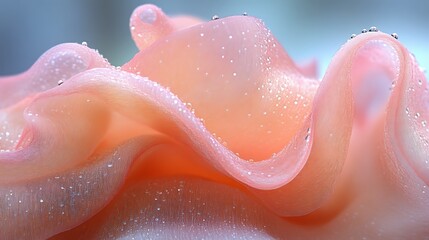 Dewdrops Adorn Peach Rose Petals Softly