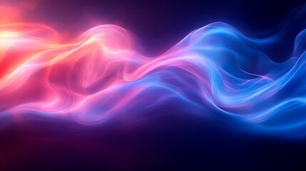 Obraz premium Abstract vibrant neon waves in dark space, digital energy and flow concept