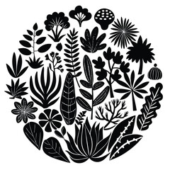 vector set of floral elements