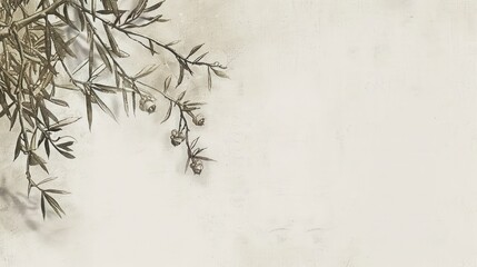 Serene Olive Branch Illustration: A Peaceful Botanical Art