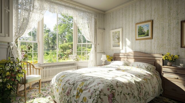 Cozy Traditional Country Bedroom with Bright Natural Light