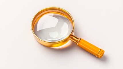 Elegant Golden Magnifying Glass with Soft Shadows. Generative AI