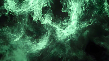 Ethereal Green Smoke Swirling in Dark Background for Dramatic Effect