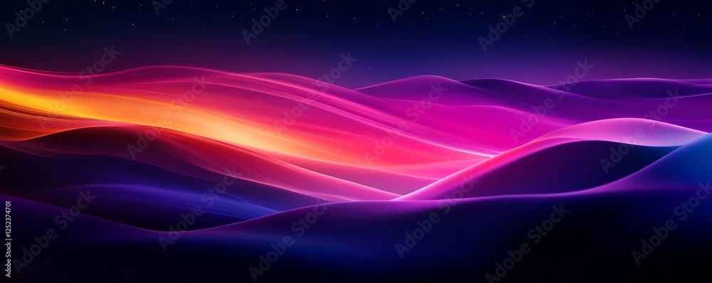 Poster colorful abstract waves with gradient light, digital art and creativity concept