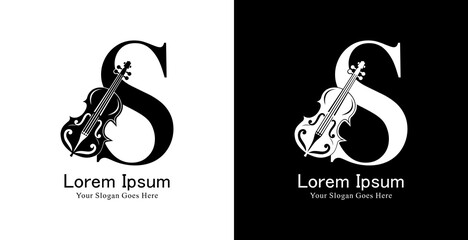 logo design in the shape of a violin combined with the letter S © Yohanes