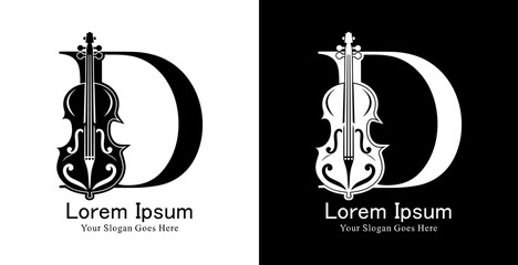logo design in the shape of a violin combined with the letter D © Yohanes