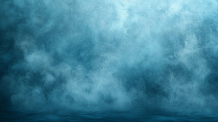 Abstract light blue particle painting with blurred sky and cloud backdrop, symbolizing tranquility, freedom, and creativity. Represents calmness and infinite possibilities, with a modern, empty space 