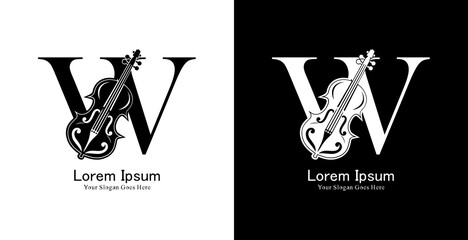 logo design in the shape of a violin combined with the letter W © Yohanes