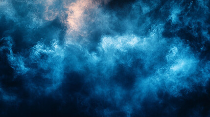 Abstract light blue particle painting with blurred sky and cloud backdrop, symbolizing tranquility, freedom, and creativity. Represents calmness and infinite possibilities, with a modern, empty space 