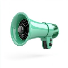 Pastel Green Megaphone 3D Render on White Background