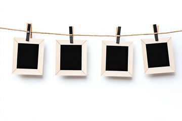 Wooden Framed Chalkboards Hanging on Twine with Clothespins