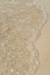 Summer waves crash on the sandy beach