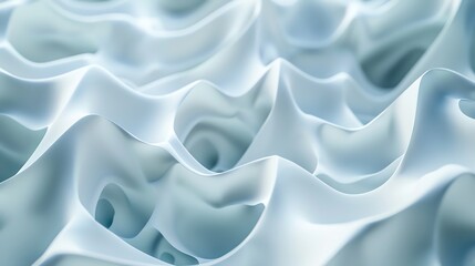 Fototapeta premium Abstract 3D render of a flowing, blue and white, metallic surface.