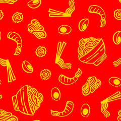 Ramen Seamless Pattern background. Ramen Japanese pattern background. noodle pattern background for packaging.