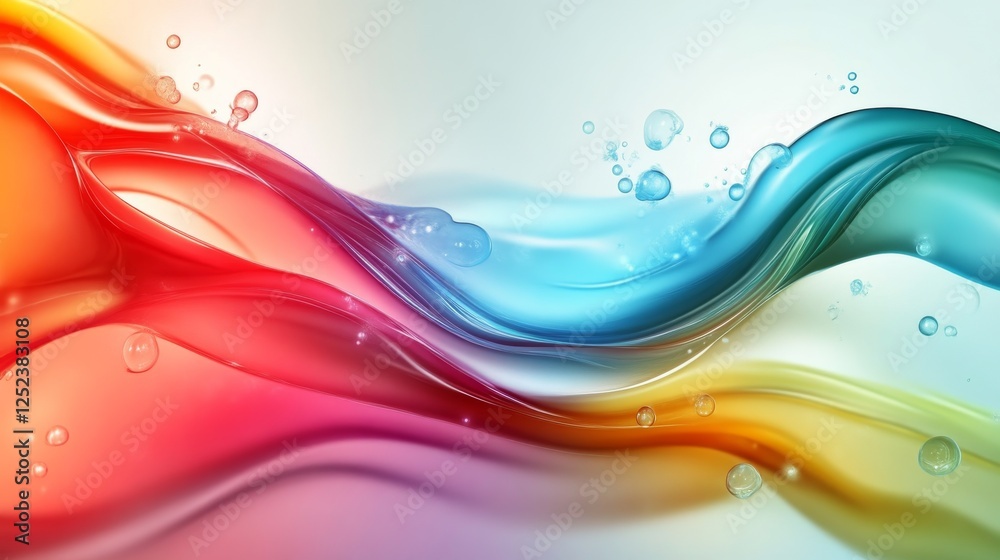 Aufkleber Colorful flowing abstract patterns with gradient and bubbles, artistic digital background concept