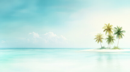 Fototapeta premium serene tropical island with palm trees and calm turquoise waters