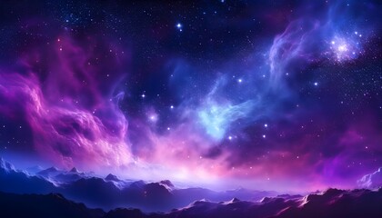 Fototapeta premium Mystical Cosmic Nebula – A Stunning Deep Space Galaxy with Twinkling Stars.