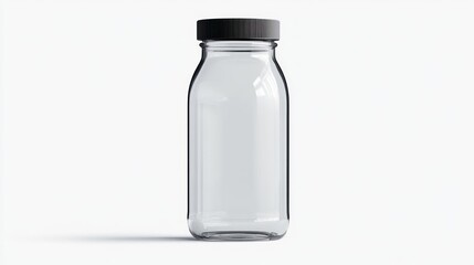 Empty glass bottle, studio shot, white background, packaging mockup