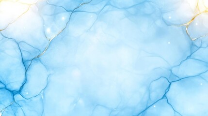 Naklejka premium Abstract Light Blue Marble Texture with Gold Accents. Generative AI