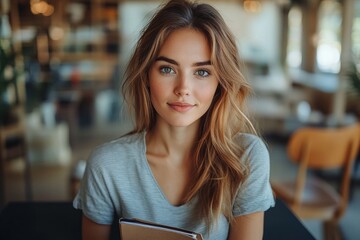 Young African-American Businesswoman Conducting Online Video Conference in Modern Office Environment with Notebook and Pen