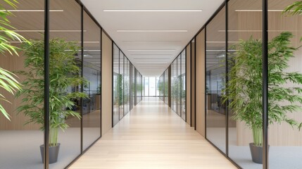Bright and Modern Breezeway with Greenery and Glass Walls