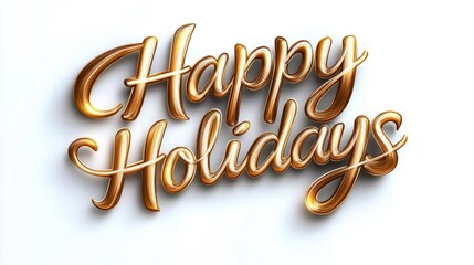 Golden 'Happy Holidays' Message with Elegant Brushstroke Style. Generative AI