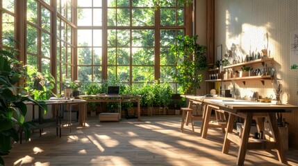 Bright and Inspiring Creative Workshop with Lush Greenery