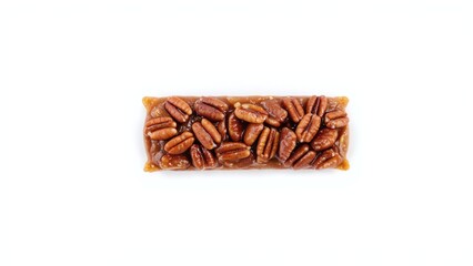 Delicious Candied Pecans with Sweet Chocolate on White Background