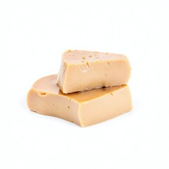 Elegant Foie Gras Display on a White Background Featuring Toasted Bread