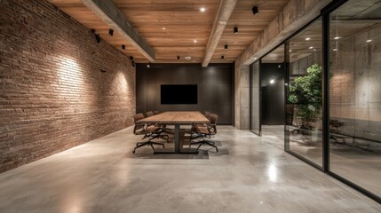 Chic Industrial Basement Office with Modern Design Elements