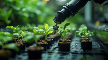 Precision robotics in agriculture robotic arm caring for young plants