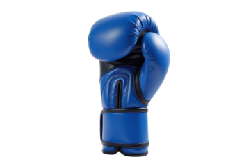 Glossy Blue Boxing Gloves Against Stark Transparent Background. A pair of blue boxing gloves on a transparent background.