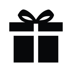 Minimalist Gift Box Silhouette Black and White Vector icon vector illustration white background