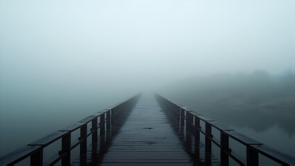 A foggy bridge stretching into the unknown