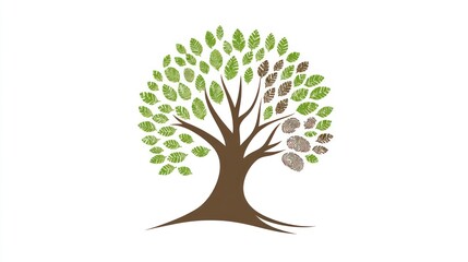 Naklejka premium Seasonal tree, changing leaves, growth, nature, white background, eco design