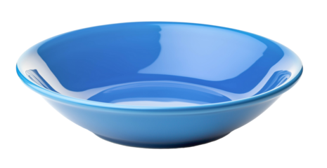 Blue empty plate, side view isolated on white background png transparent clipart.