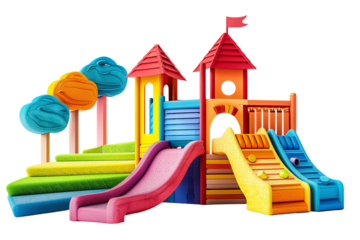 Colorful playground isolated on white background png transparent clipart.