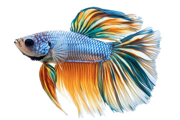 Fototapeta premium Siamese fighting fish or Betta fish Crowntails isolated on white background png transparent clipart.