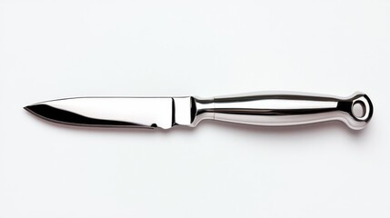 Modern Stainless Steel Knife Isolated on White Background. Generative AI