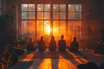 Caring Nurse Leading Group Therapy Session with Elderly Participants in Nursing Home Applauding for Progress