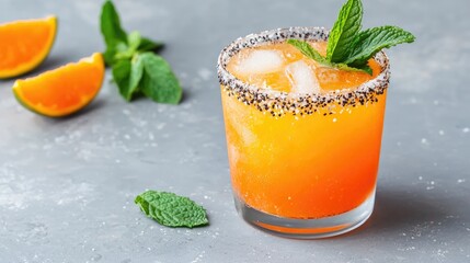 Fototapeta premium Citrus cocktail on a gray surface