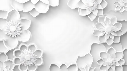 White Paper Flowers Frame Elegant Design