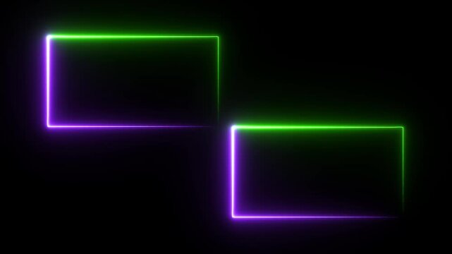 abstract glowing neon rectangle border frame in the shape rectangle