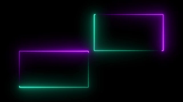 abstract glowing neon rectangle border frame in the shape rectangle