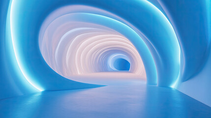 Naklejka premium Futuristic LED Tunnel with Blue Lights