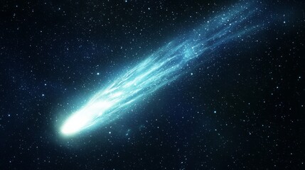 A Bright Comet Sailing Through a Starry Night Canvas