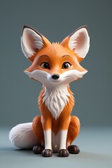 Fototapeta premium there is a small toy fox sitting on a table