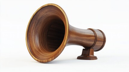 Wooden horn speaker on white background