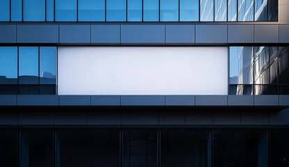 Realistic 3D Render of a Blank White Billboard on the Side of an Office Building
