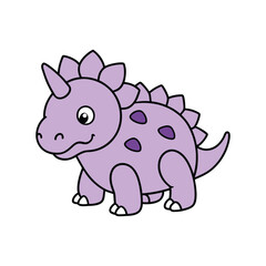 Cute Cartoon Triceratops Dinosaur Illustration – Adorable Kawaii Style Vector